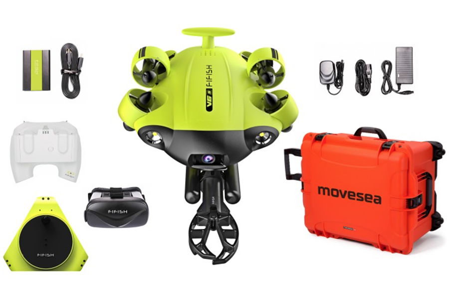 Подводный дрон с рукой QYSEA Fifish V6S (847593) + VR очки + HDMI + кейс с колесами