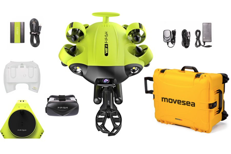 Подводный дрон с рукой QYSEA Fifish V6S (847609) + VR очки + HDMI + кейс с колесами