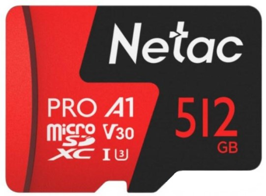 Карта памяти MicroSDXC 512GB Netac P500 Ultra Class 10 A1 U3 V30 без адаптера (NT02P500ULT-512G-S)