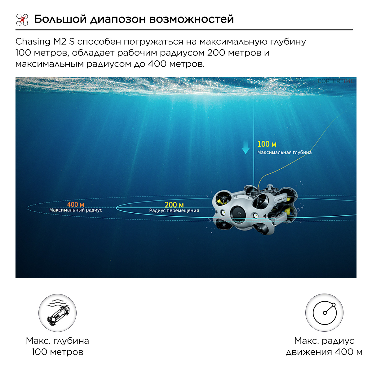 Подводный дрон Chasing M2 S с кейсом (200 м)