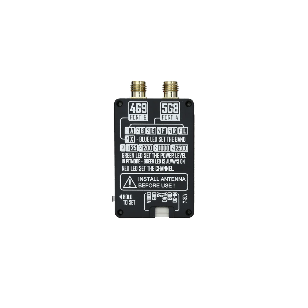 Bидеoпеpeдaтчик Rushfpv 5.8/4.9Ghz Duаl-Ваnd 2,5W 7-30V VТX (с aнтеннaми)