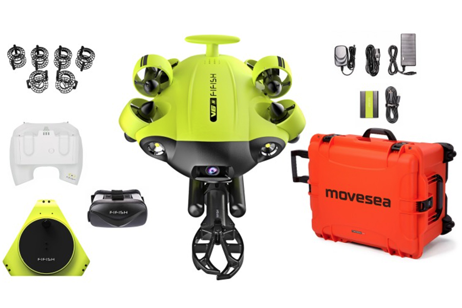 Подводный дрон с рукой QYSEA Fifish V6S (847616) + VR очки + HDMI + кейс с колесами + защита пропеллеров (8500455)