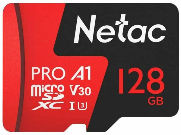 Карта памяти MicroSD 128GB Netac P500 Extreme Pro Class 10 UHS-I A1 V30 (100 Mb/s) + SD адаптер (NT02P500PRO-128G-R)
