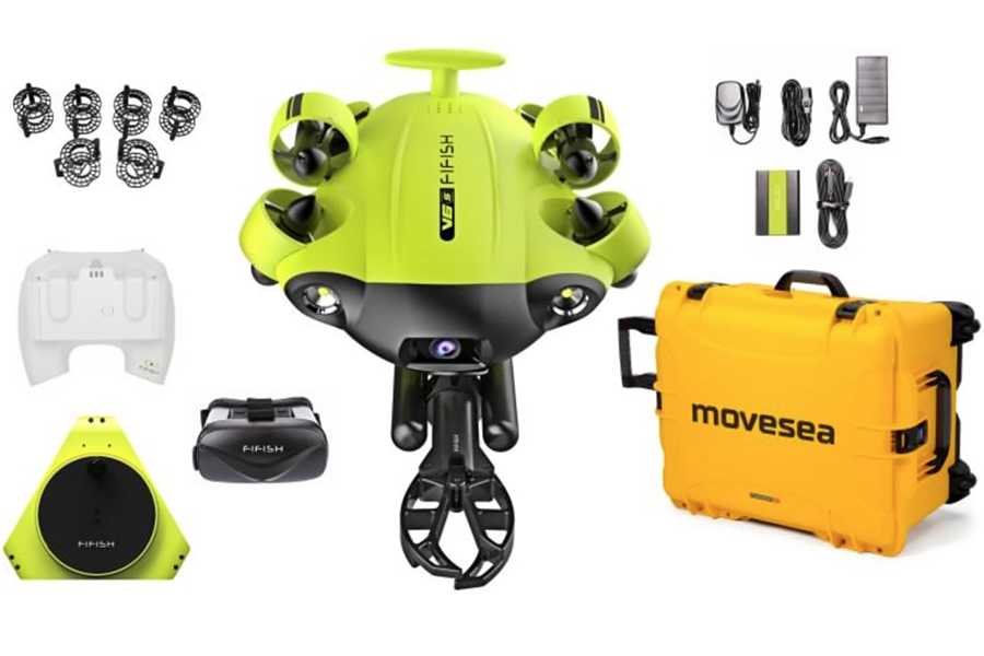 Подводный дрон с рукой QYSEA Fifish V6S (847623) + VR очки + HDMI + кейс с колесами + защита пропов