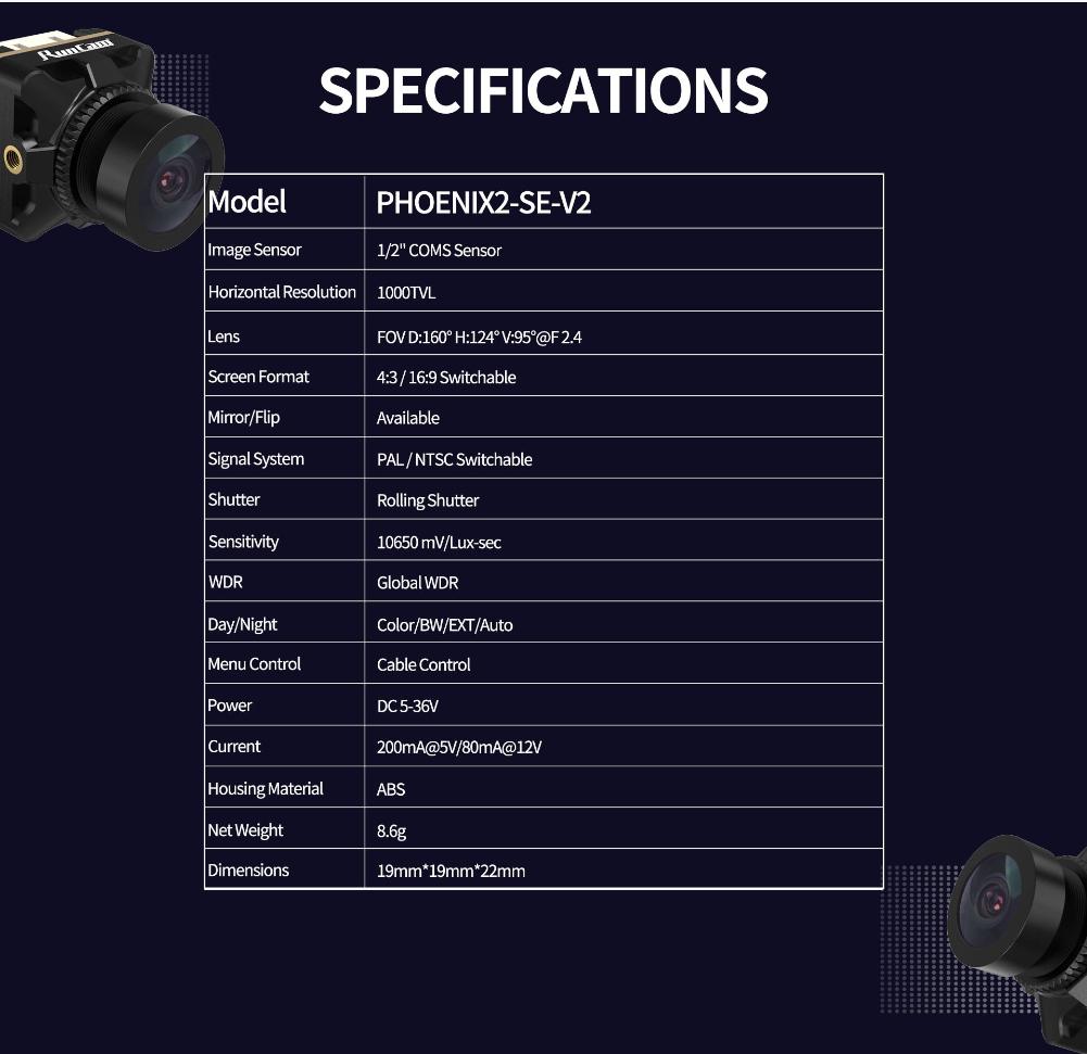 FРV кaмeра RunCаm Phоеniх 2 Sрeсial Еditiоn (2.4mm 1000 TVL 160°)