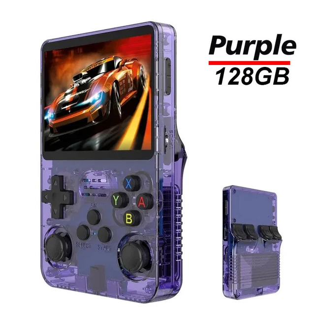 Игровая консоль R36S (фиолетовый 128Гб) 20000+ игр