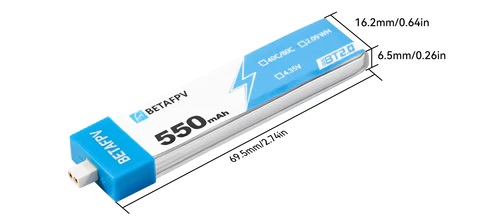 Аккумулятор повышенной емкости для BETAFPV Cetus Pro / X BT2.0 550mAh 1S 30C HV Battery