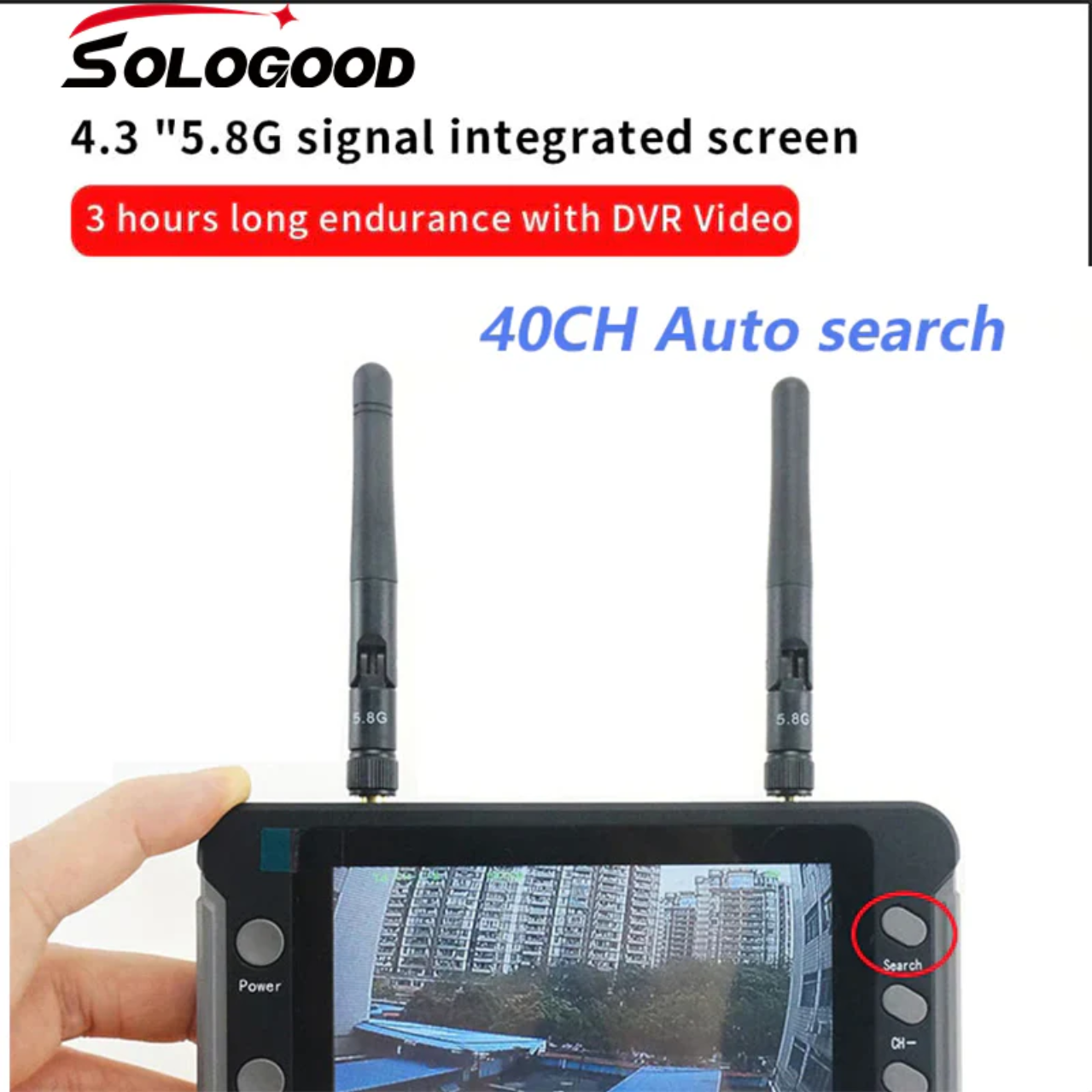 Монитор FPV SoloGood 5.8G 40CH 800*480 4.3"