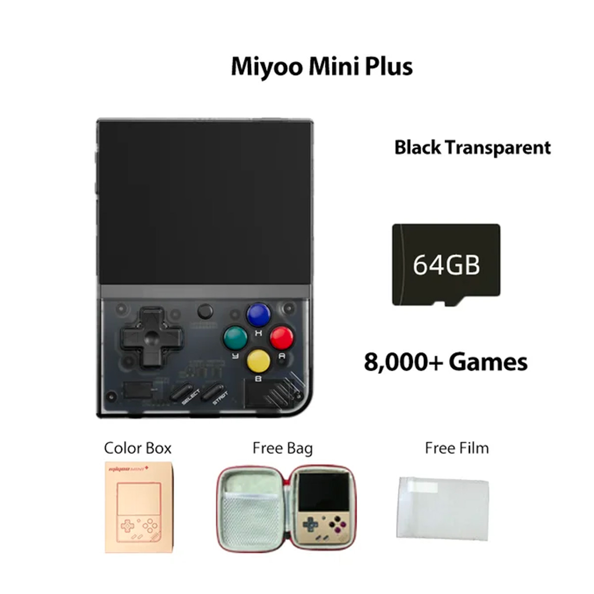 Игровая консоль Miyoo Mini Plus (черный 128Гб) 27000+ игр